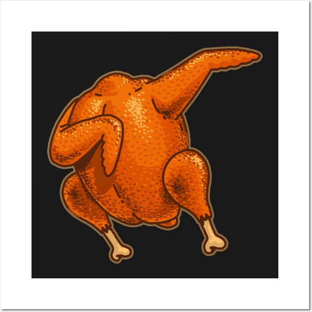 Dabbing Turkey Thanksgiving Shirt Funny Roast Turkey Dab Wall Art by vo_maria